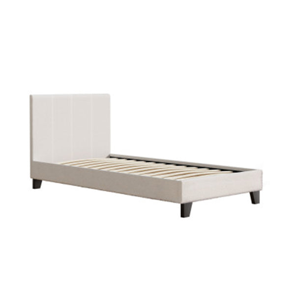 Bed Frame Boucle Fabric Mattress Base Platform Wooden Cream