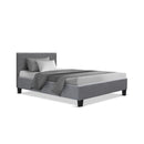Single Size Bed Frame Base Mattress Platform Fabric Wooden Grey Neo