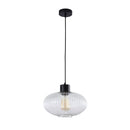 Single Wide Optic Ribbed Clar Glass Pendant