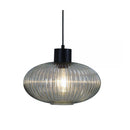 Single Wide Optic Ribbed Clar Glass Pendant