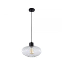 Single Wide Optic Ribbed Clar Glass Pendant