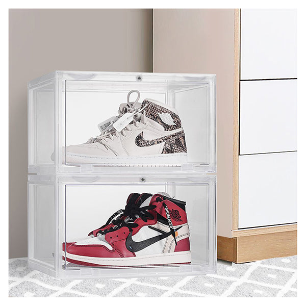 Premium Sneaker Display Case Shoe Storage Box Clear Plastic Magnetic ...