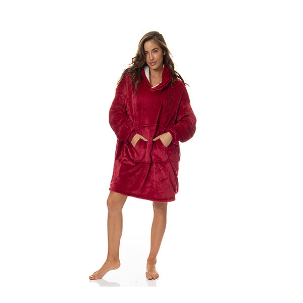 Snug Hoodie Nightwear Super Soft Reversible Coral Fleece
