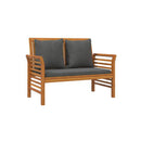Sofa Bench With Dark Grey Cushions Solid Wood Acacia