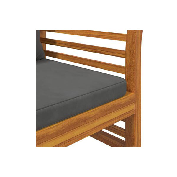 Sofa Bench With Dark Grey Cushions Solid Wood Acacia