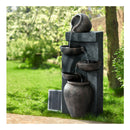 Solar Water Fountain Features Outdoor 5 Tiered Cascading Bird Bath