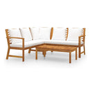 Solid Acacia Wood 4 Piece Garden Lounge Set With Cushion Cream