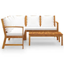 Solid Acacia Wood 4 Piece Garden Lounge Set With Cushion Cream
