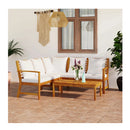 Solid Acacia Wood 4 Piece Garden Lounge Set With Cushion Cream