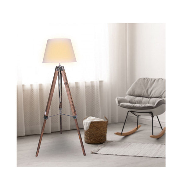 Solid Wood Tripod Floor Lamp Adjustable Height