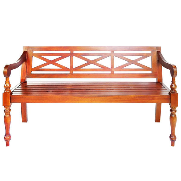 Solid Dark Brown Mahogany Wood Batavia Bench 136cm