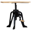 Solid Mango Wood and Cast Iron Adjustable Side Table
