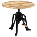 Solid Mango Wood and Cast Iron Adjustable Side Table