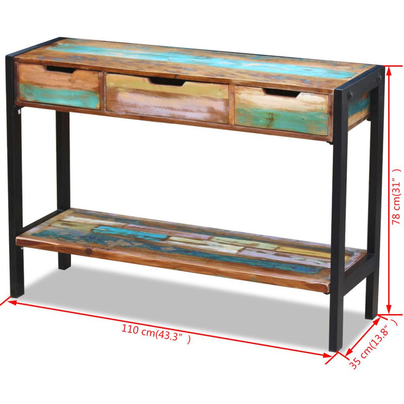 Solid Reclaimed Wood 3-Drawer Sideboard