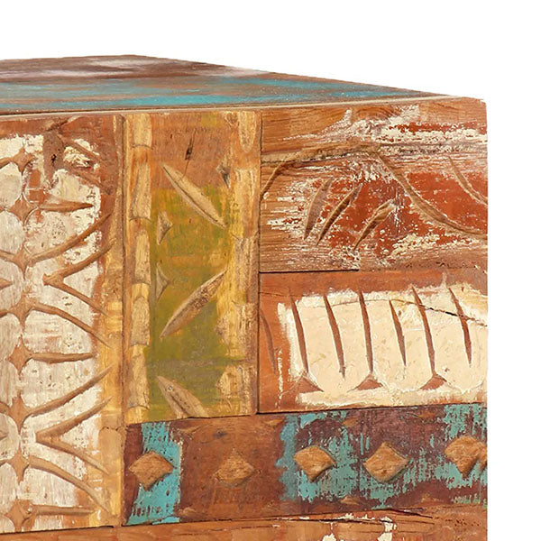 Solid Reclaimed Wood Hand Carved TV Cabinet 120x30x40cm