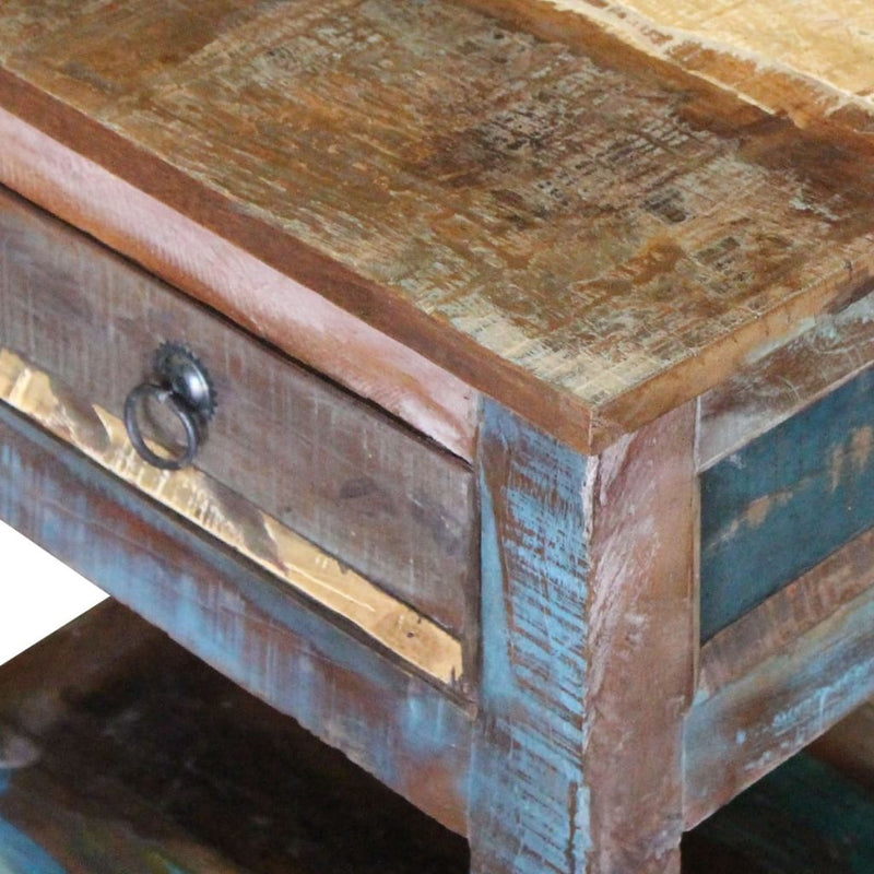 Solid Reclaimed Wood Side Table with 1 Drawer