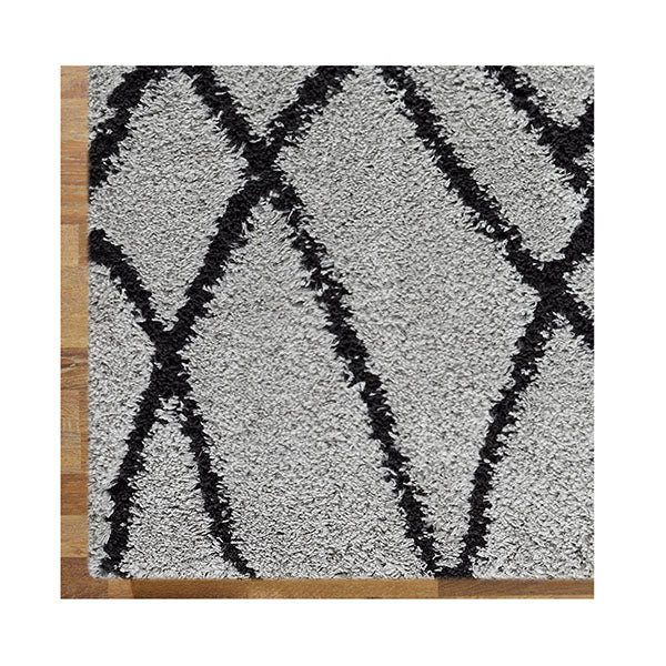 Sorento Shaggy Grey Hallway Runner Machine Knotted Rug