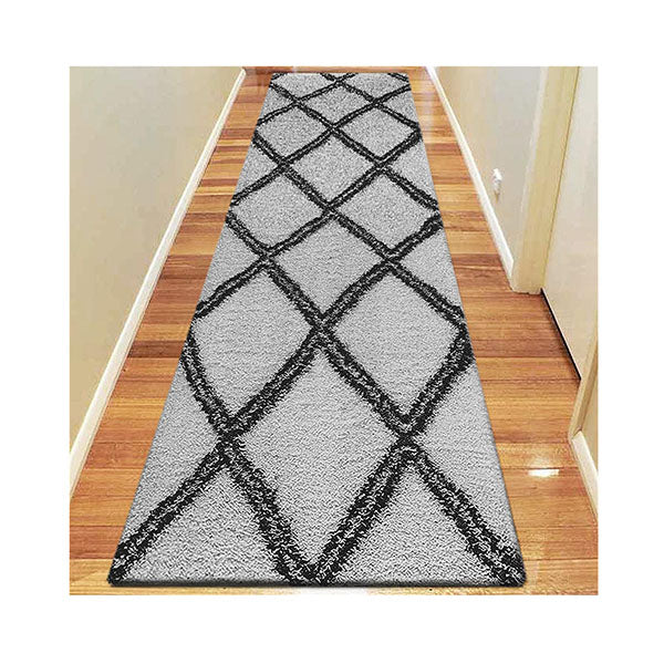 Sorento Shaggy Grey Hallway Runner Rug