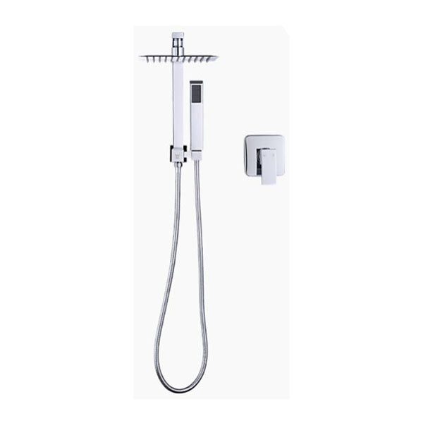 Square Dual Heads Faucet High Pressure Mixer Rain Shower Head Set