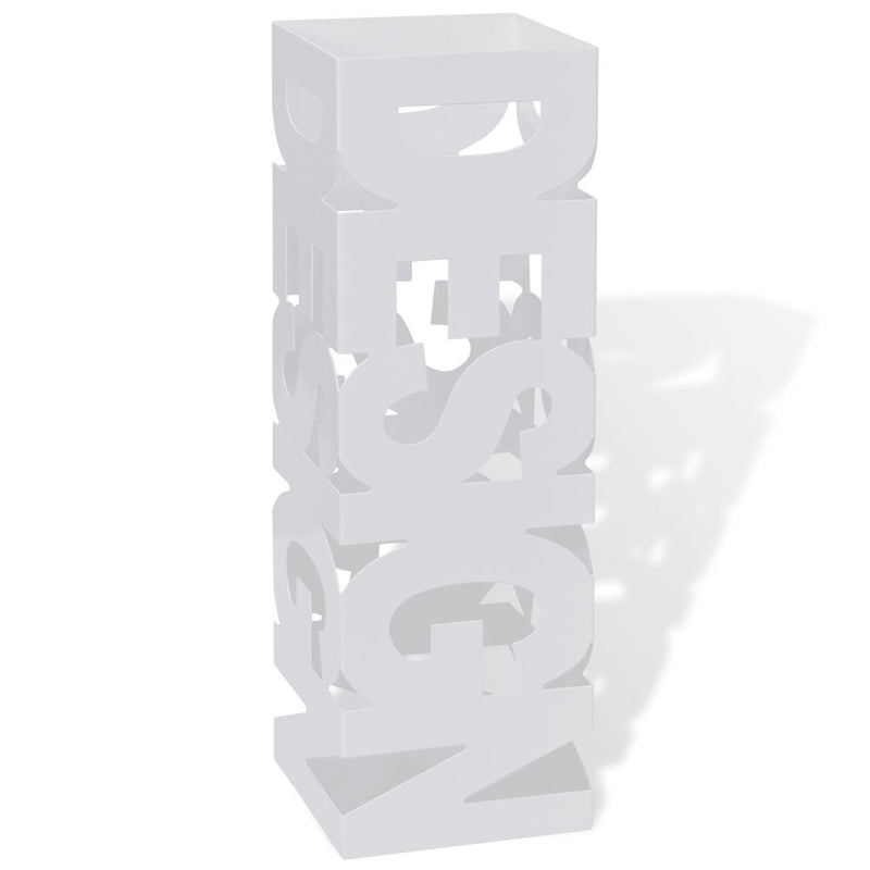 Square Umbrella Stand Storage Holder Steel 48.5 Cm - White