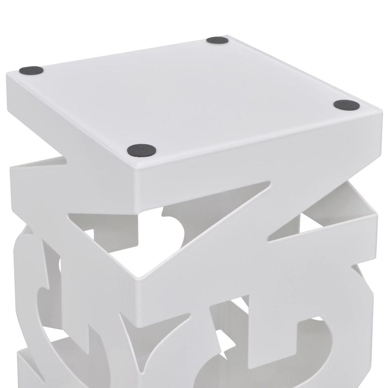 Square Umbrella Stand Storage Holder Steel 48.5 Cm - White