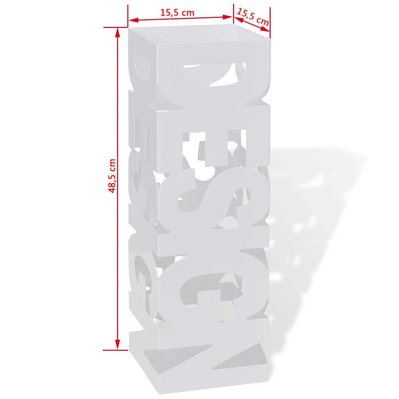 Square Umbrella Stand Storage Holder Steel 48.5 Cm - White