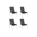 Stackable Garden Chairs 4 Pcs Steel And Textilene Black