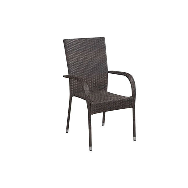 Stackable Outdoor Chairs 4 Pcs Brown Poly Rattan