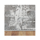 Stain Resistant Lotus Light Grey Hallway Runner Rug