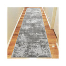 Stain Resistant Lotus Light Grey Hallway Runner Rug
