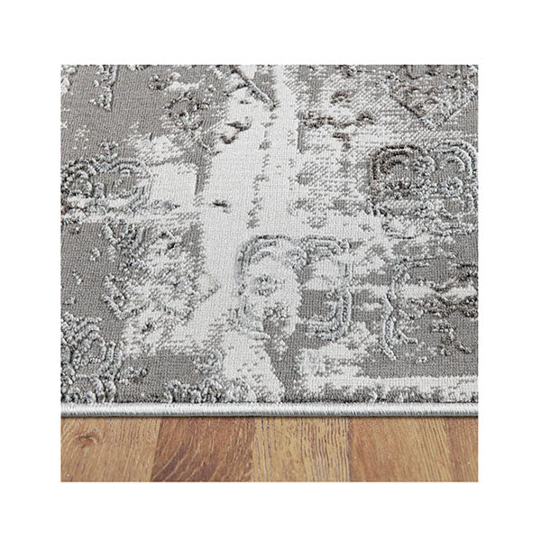 Stain Resistant Lotus Light Grey Rug