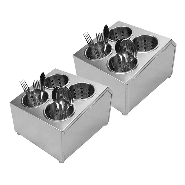 2X Stainless Steel Commercial Conical Utensils Cutlery Holder 4 Holes