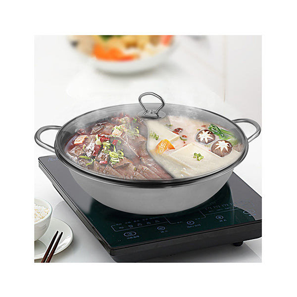 Stainless Steel Twin Mandarin Duck Hot Pot Induction With Lid