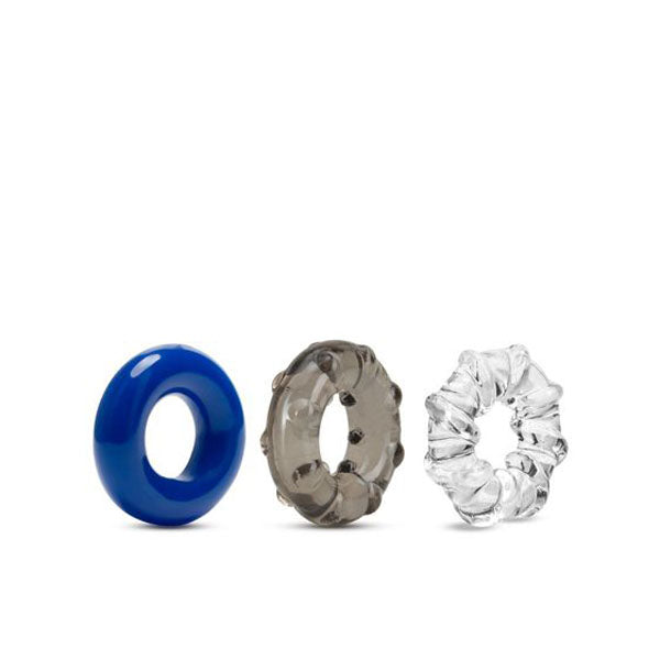 Stay Hard Triple Stretch Coloured Cock Rings Set Of 3
