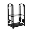 Steel Firewood Rack With 4 Fireplace Tools