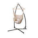 Steel Stand Hanging Hammock Chair With Cream Pillow