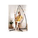 Steel Stand Hanging Hammock Chair With Cream Pillow