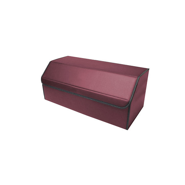 Leather Car Boot Foldable Organizer Box Red Large