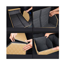Leather Car Boot Foldable Organizer Box Beige With Gold Stitch Large