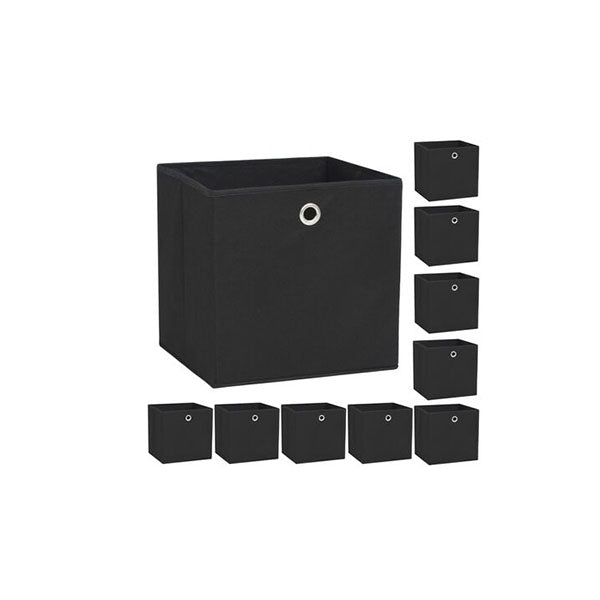Storage Boxes 10 Pcs Non Woven Fabric 32 X 32 X 32 Cm Black