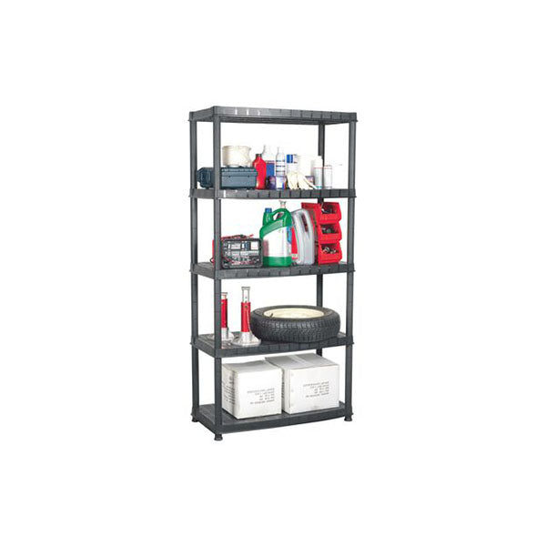 Storage Shelf 5 Tier Black Plastic