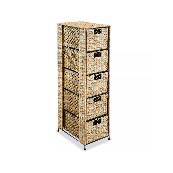 Storage Unit With 5 Baskets Water Hyacinth
