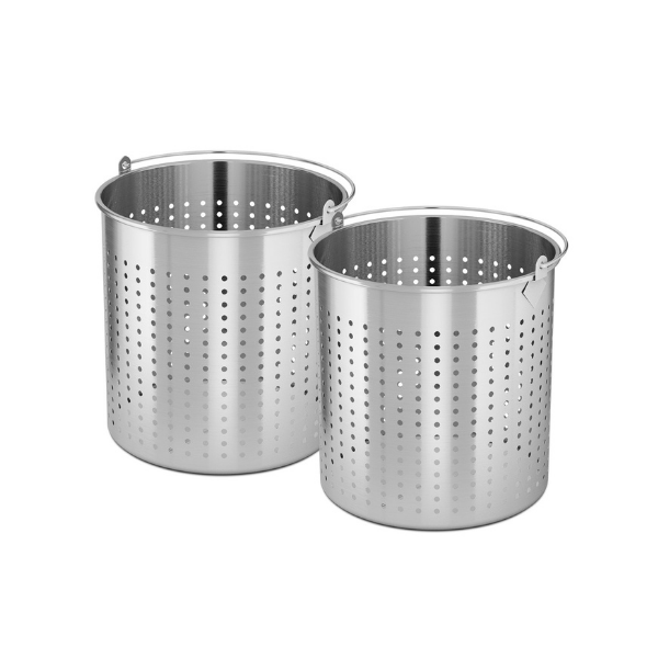 2 Pcs 71L Stainless Steel Perforated Pasta Strainer With Handle
