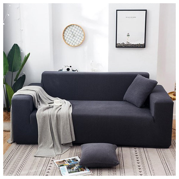 Stretchable Sofa Protector With Elastic Bottom Dark Grey