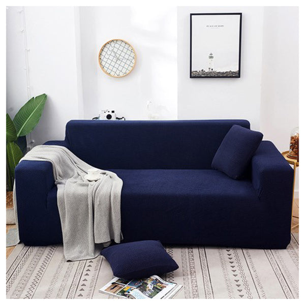 Stretchable Sofa Protector With Elastic Bottom Navy Blue