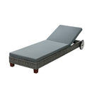 Sun Lounge Wicker Lounger Day Bed Wheel Patio Outdoor Furniture