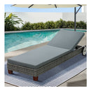 Sun Lounge Wicker Lounger Day Bed Wheel Patio Outdoor Furniture