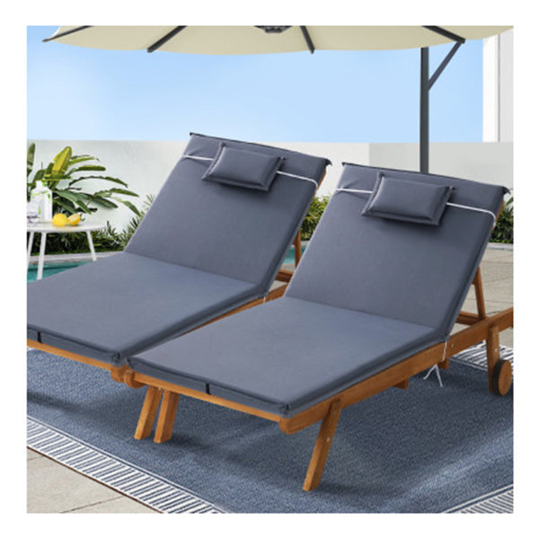 Sun Lounger Wicker Lounge Day Bed Wheel Patio Outdoor Furniture
