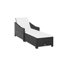 Sun Lounger With Cream White Cushion Black Poly Rattan