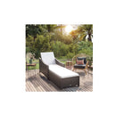 Sun Lounger With Cream White Cushion Black Poly Rattan